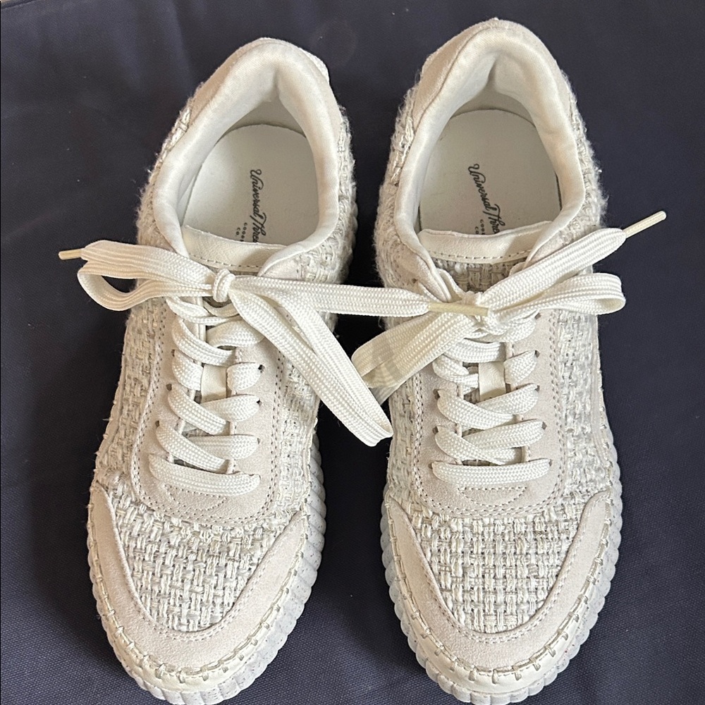 Women's white/ off white tweedy Sneakers from Universal thread , and Target 6.5